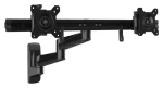 StarTech Nástěnné rameno pro 2 monitory černá / Rameno pro 2 monitory / 15-24" / nosnost 10 kg / rotace 360° (ARMDUALWALL)