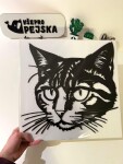 3D samolepka na zeď ze dřeva kočka 10 Rozměr (cm): 38 x 36, Dekor: Černá
