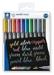 STAEDTLER Popisovač Metallic brush / 10 ks v pouzdře / štětcový hrot / 1-6 mm (8321 TB10)