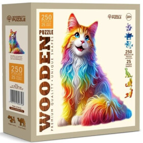Dřevěné puzzle Barevná kočka 250 dílků