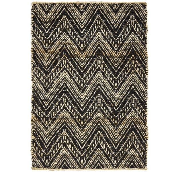 House Doctor Rohožka Monta Nature/Black 60 x 90 cm, černá barva, textil
