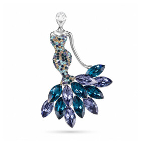 Brož Swarovski Elements Mořská panna, Modrá