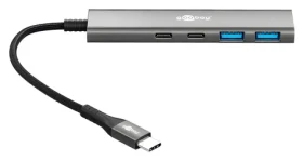 Goobay 76563 Slim šedá / USB hub / 4-portový / USB-C / USB-A / 5 Gbit/s (76563)