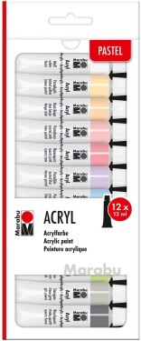 Marabu Marabu, 1210000000210, sada akrylových barev, 12 ml, pastelové, 12 ks