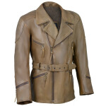 Pánský kožený 3/4 kabát Vintage Tan křivák s kapsami na chrániče - 2Xl / s chrániči +490,-Kč