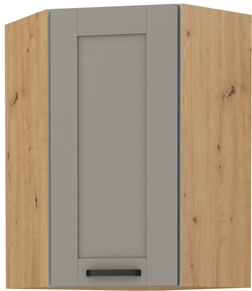 Horní rohová skříňka Luna 60x60 GN-90 1F (45°) Barva korpusu: Dub artisan, Barva dvířek: Clay Grey