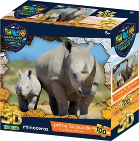 PRIME 3D Puzzle Ohrožené druhy: Nosorožec