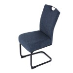 Židle jídelní, taštičkové pružiny v sedáku, modrá látka, černý kov