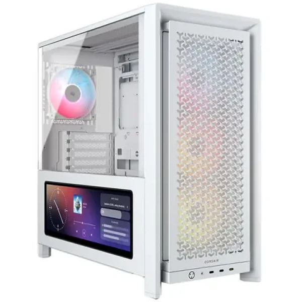 Corsair FRAME 4000D LCD RS ARGB bílá / E-ATX / 3x USB-C / 4x 120mm PWM ARGB / bez zdroje / LCD / průhledná bočnice (CC-9011327-WW)