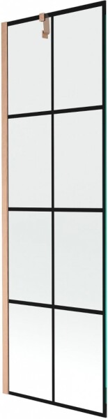 MEXEN/S - Next vanová zástěna FIX 60 x 150, černá vzor, měď kartáčovaná - 895-060-000-00-70-77 895-060-000-00-77-65