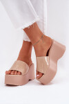 Laky Dámské Pantofle Na Platformě A Klínu Béžové Nellevia 41