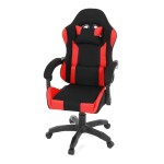 Herní křeslo, synchronní mechanismus, černá a červená látka, plast. kříž