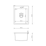 Erga HD, 1-komorový ocelový dřez 400x500x210 mm, zlatá matná, ERG-MLS-HD4050G