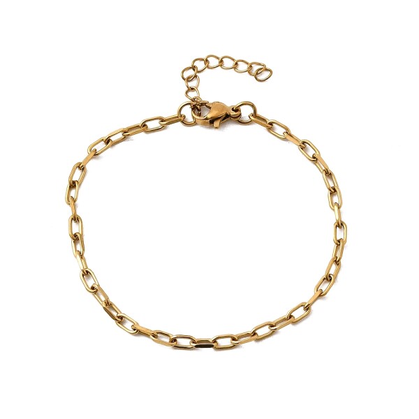 Náramek z nerezové oceli - paperclip chain - zlatý - 16,4 cm - 1 ks