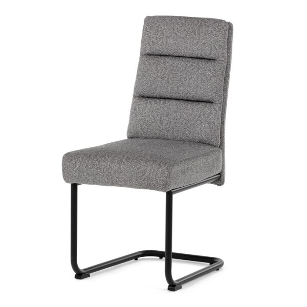 Židle jídelní, taštičkové pružiny v sedáku, madlo na opěráku, světle šedá látka, černý kov