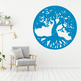 Samolepka Strom života v kruhu Barva: modrá, Velikost: 100 x 100 cm