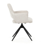Židle jídelní, krémová látka, 360° vratný mechanismus, černý kov