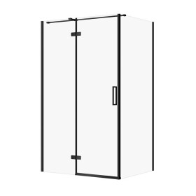 CERSANIT - Sprchový kout JOTA s panty, černý, 120x90x195, levý, čiré sklo S160-028