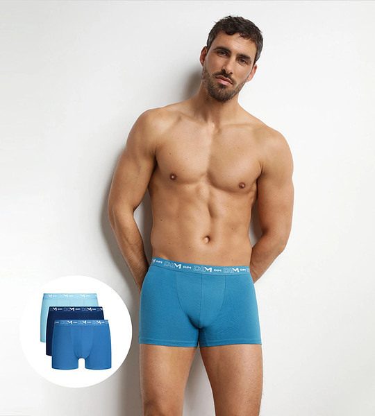Pánské boxerky 3 ks DIM COTTON STRETCH BOXER 3x - DIM - světle modrá L