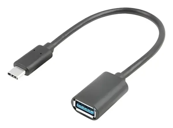 Lanberg USB-C (M) - USB-A (F) černá / Redukce / USB 3.1 / OTG / 15 cm (AD-UC-UA-04)