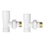 CERANO Připojovací sada radiátorových ventilů - ruční - rohová - 1/2"/1/2"- bílá lesklá