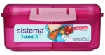 Sistema Lunch Tříkomorová krabička s nádobou na jogurt a 2 tácky 1.25 litru růžová (8592001418431)