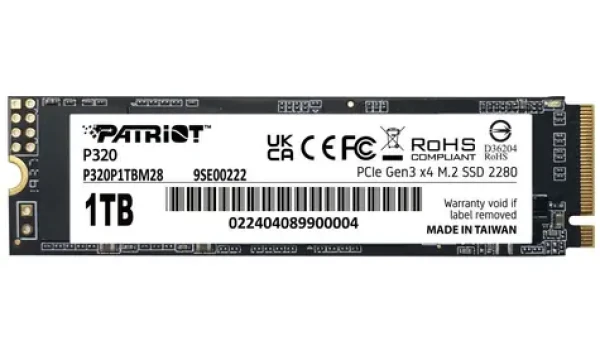 Patriot P320 1TB / SSD / M.2 2280 / PCIe Gen3 / R: 3000MBps / W: 2200MBps / 5y (P320P1TBM28)