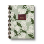 Rifle Paper Co. Plánovací kroužkový diář 2027 Sage Hydrangea, zelená barva, papír