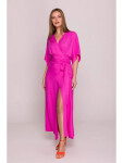 Dámské šaty se zavinovacím vzorem S406 Tmavě růžová - Stylove XL Fuchsie