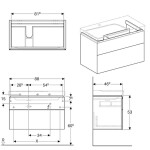 GEBERIT - Xeno 2 Skříňka pod umyvadlo 90 cm s odkládací plochou, zásuvka s LED svítidlem, šedobéžová 500.515.00.1