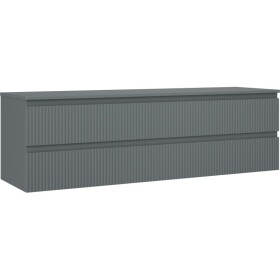 MEXEN/S - Rivel koupelnová skříňka pod umyvadlo 160 cm s deskou, 2 zásuvky, reliéf , grafit mat 91A20-16047-2-BFFC66