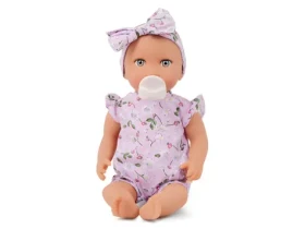 LullaBaby Panenka 35 cm v overalu s čelenkou Floral Lila