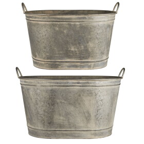 Ib Laursen Plechový obal na květiny Tub Urban Garden Větší, šedá barva, kov