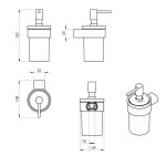 Gedy - PIRENEI dávkovač mýdla 110 ml, mléčné sklo, zlato mat PI8188
