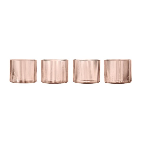 Ferm Living Sklenice Ripple Low Blush 200 ml – set 4 ks, růžová barva, sklo