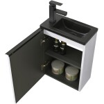 CERANO - Umyvadlová skříňka pro WC Zola - bílá matná + umyvadlo z lit. mramoru - černá matná - 40x55x23,5 CER-999995