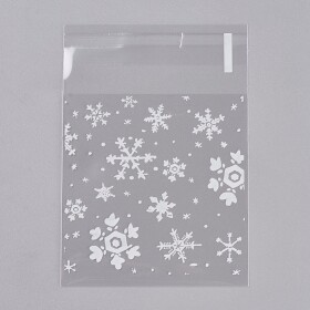 Celofánové sáčky s lepící klopou - motiv vloček - transparentní - 7,2 x 7 cm - 25 ks