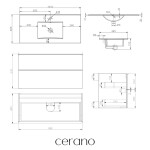 CERANO - Koupelnová skříňka Velora - černá matná, úchytka černá + keramické umyvadlo Todo - 101x55x46,5 CER-664891