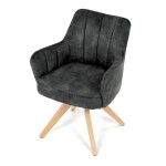 Židle jídelní, otočný mechanismus 360°, taštičkové pružiny v sedáku, tmavě zelená látka, noha masiv dub