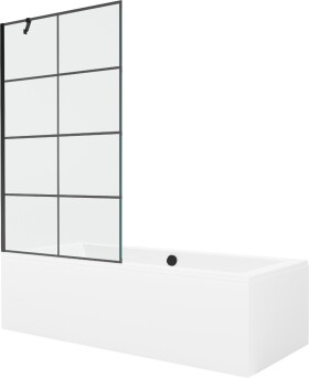 MEXEN/S - Cube obdélníková vana 170 x 80 cm s panelem + vanová zástěna 100 cm, černá vzor 550517080X9510007077