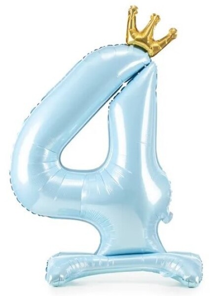 Balónek číslo 4 stojící modrý s korunkou 84 cm Balónek číslo 4 stojící modrý s korunkou 84 cm