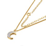 Ocelový náhrdelník Anna Gold - chirurgická ocel, půlměsíc, hvězda, Zlatá 40 cm + 5 cm (prodloužení)