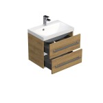 Koupelnová skříňka s chromovými úchyty a umyvadlem SAT Cube Way 60x53x40 cm dub Hickory mat CUBE260ZDH CUBE260ZDH