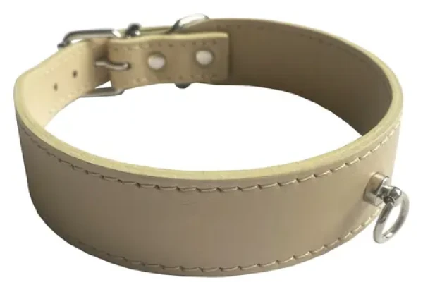 Huhubamboo Exclusive obojek béžová S / Obojek pro psy / 24 mm / 26-31 cm / hovězí kůže (355513)