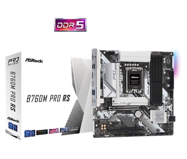 ASRock MB Sc LGA1700 B760M PRO RS, Intel B760, 4xDDR5, 1xDP, 1xHDMI, mATX EDF_380901
