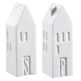 Räder Porcelánová solnička s pepřenkou Houses, bílá barva, porcelán