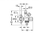 GROHE - Universal Originální WAS kombi-rohový ventil, chrom 22035000