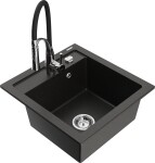 MEXEN/S - Vito granitový dřez 1-miska včetně baterie Aster, černá/zlatá metali 6503-75-73450-07