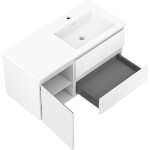 MEXEN/S - Rivel koupelnová skříňka 100 cm s umyvadlem Otis pravá, 2S, 1D, reliéf, bílá mat 91A23-10047-3-BBFFF01-W18P01