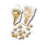 Dortisimo Zápich do dortu Sušené květy a kuličky bílo-zlato-meruňkové (17 ks)